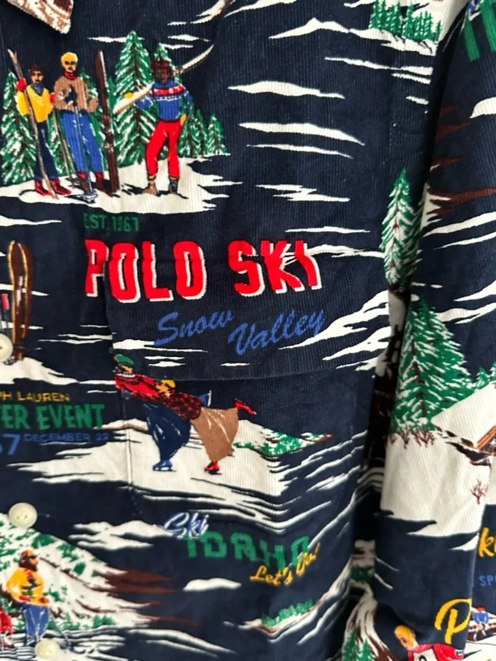 Polo Ralph Lauren Men's Classic Fit Ski Print Corduroy Shirt